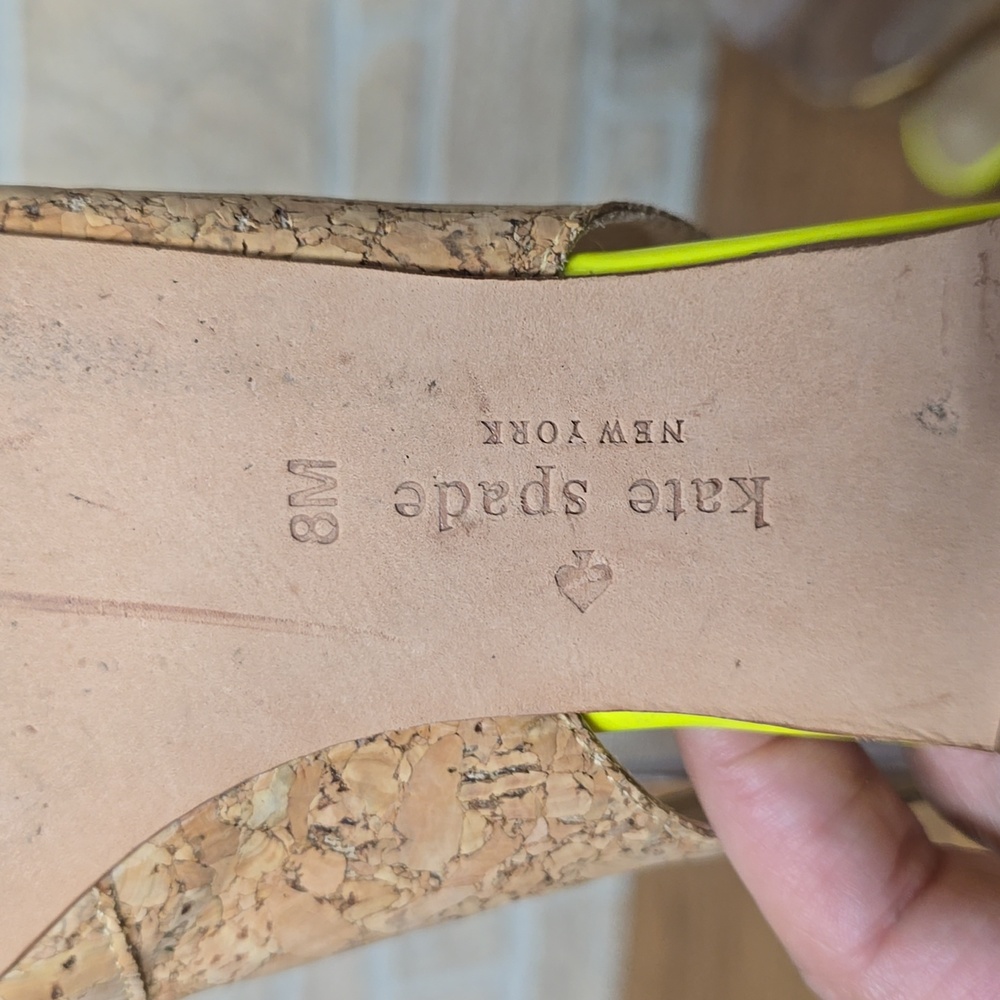 KATE SPADE GINNY CORK NEON YELLOW SLINGBACK MULE FLATS - Picture 5 of 7
